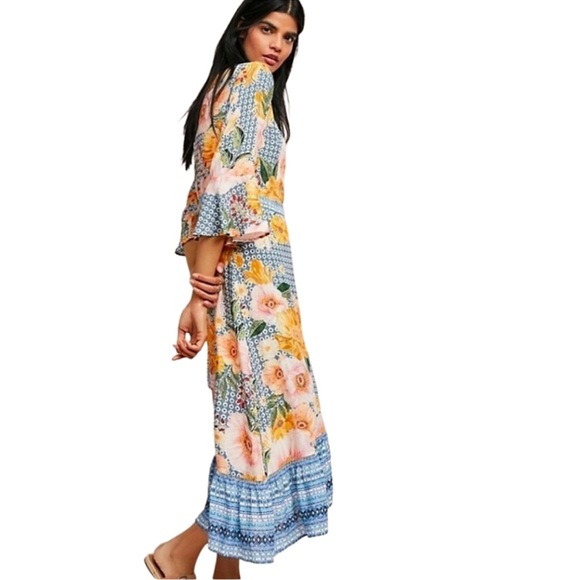Farm Rio for Anthropologie Camila Wrap Dress Maxi Floral Women’s Size Medium - Picture 3 of 11